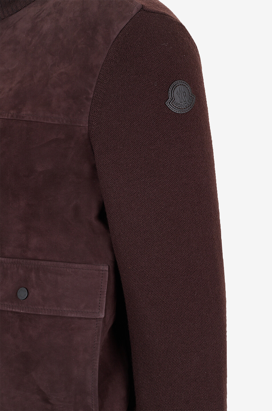 MONCLER Kurze Wildlederjacke mit Stehkragen Herren BRAUN 3