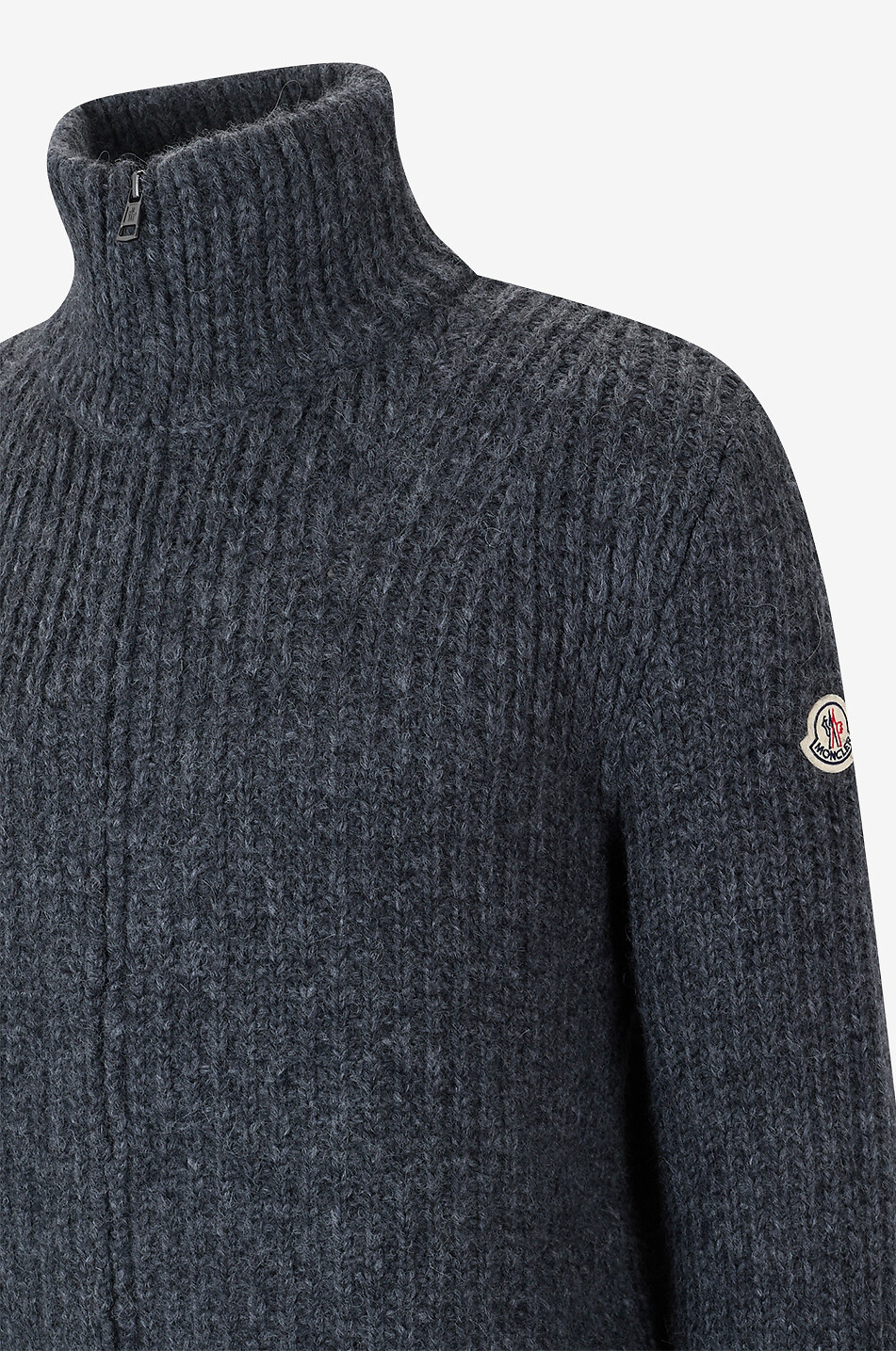 MONCLER Cardigan à col montant en maille Homme GRIS 3