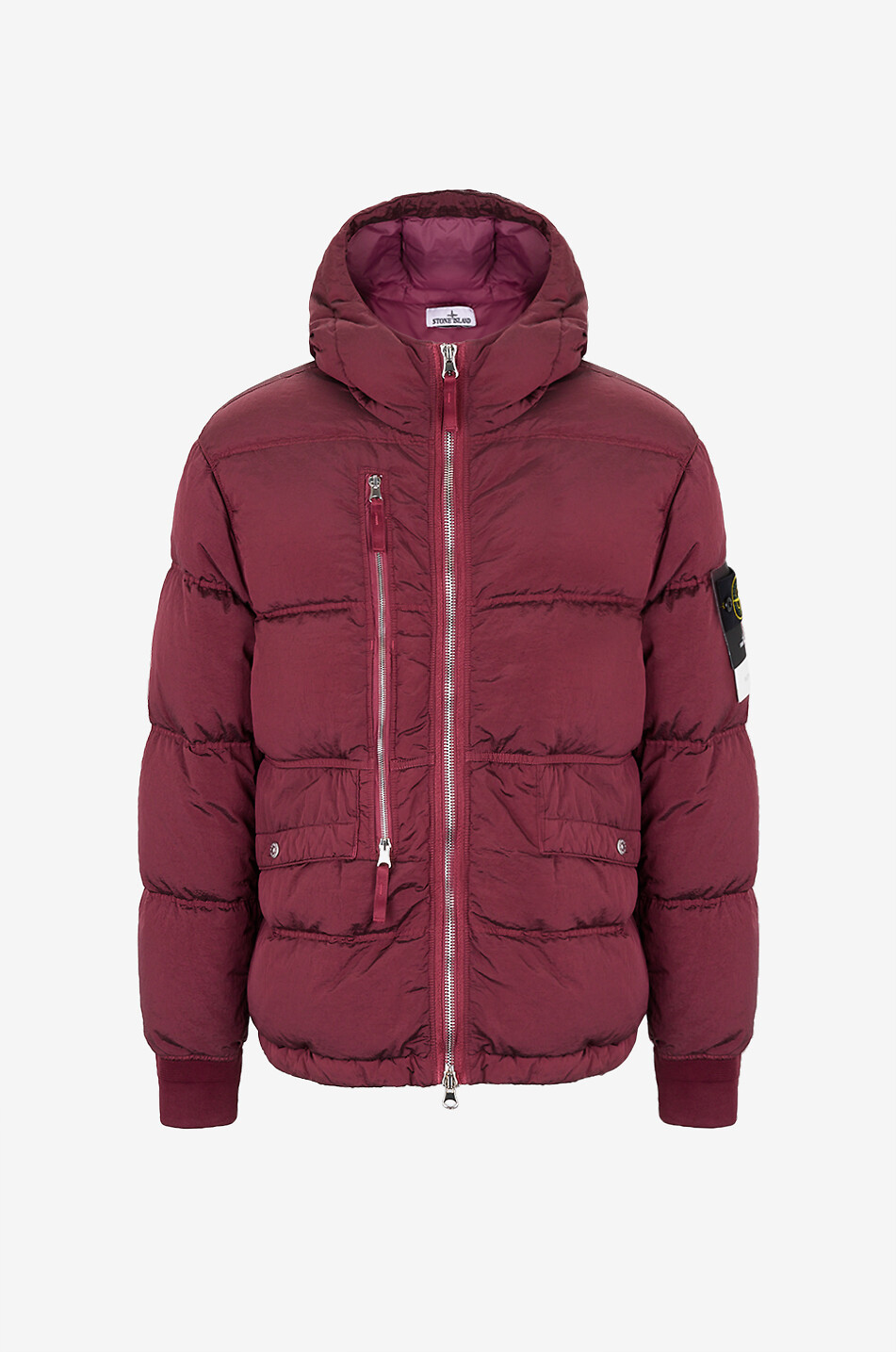 STONE ISLAND Kurze Steppjacke aus schimmerndem Funktionsstoff mit Stehkragen Herren DUNKELROT 1