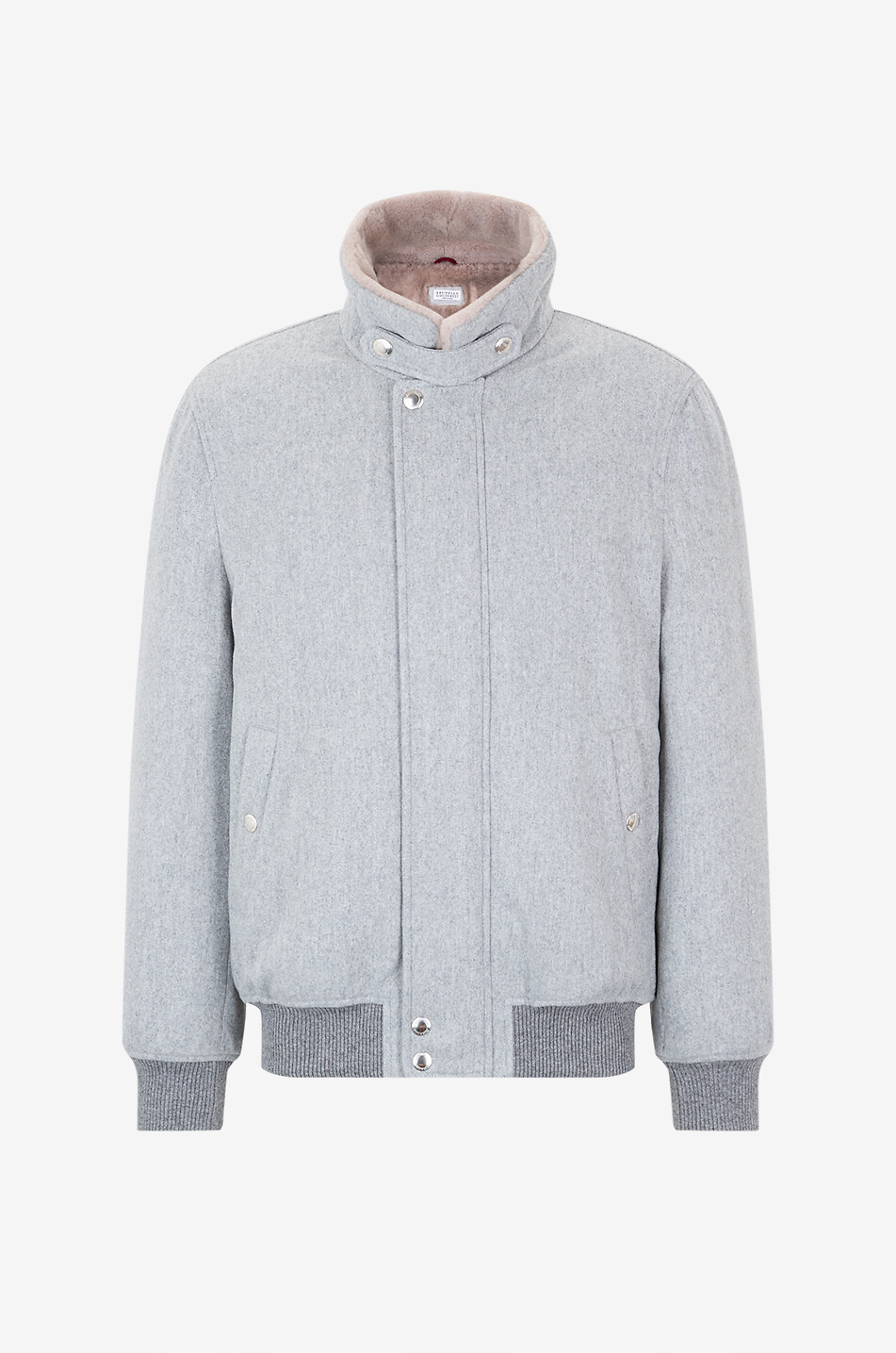 BRUNELLO CUCINELLI Shearling lined water-resistant cashmere aviator jacket Men LIGHT GREY 1