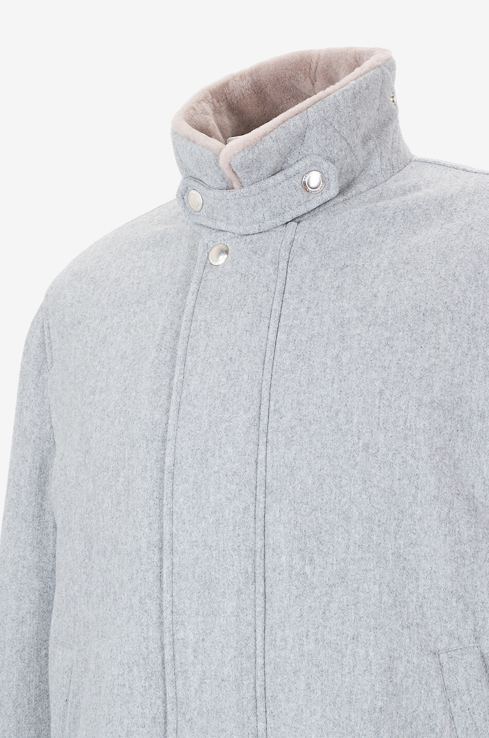 BRUNELLO CUCINELLI Shearling lined water-resistant cashmere aviator jacket Men LIGHT GREY 3