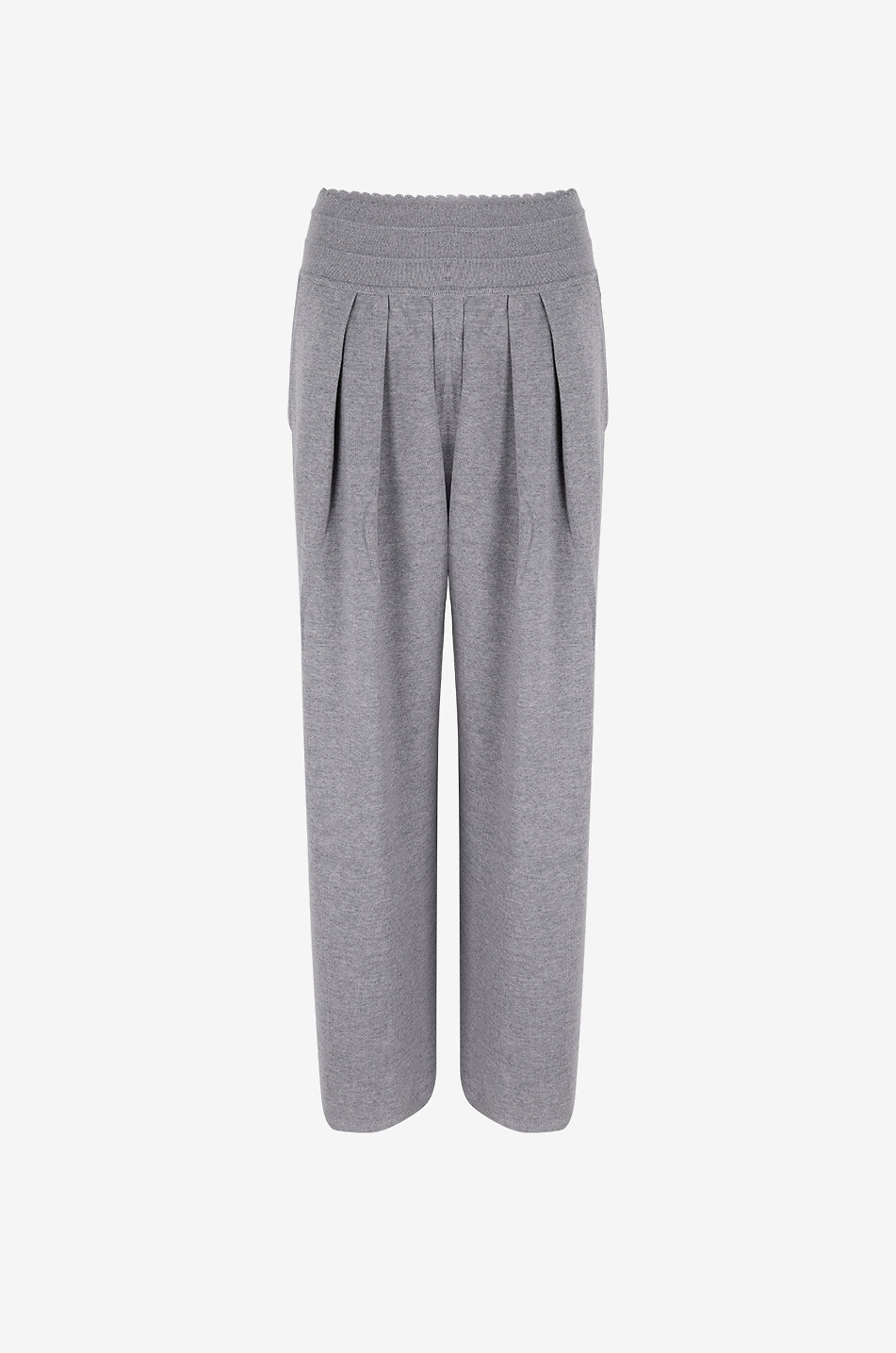 MOLLI Pantalon à pinces large en maille Lauren2 Femme GRIS 1