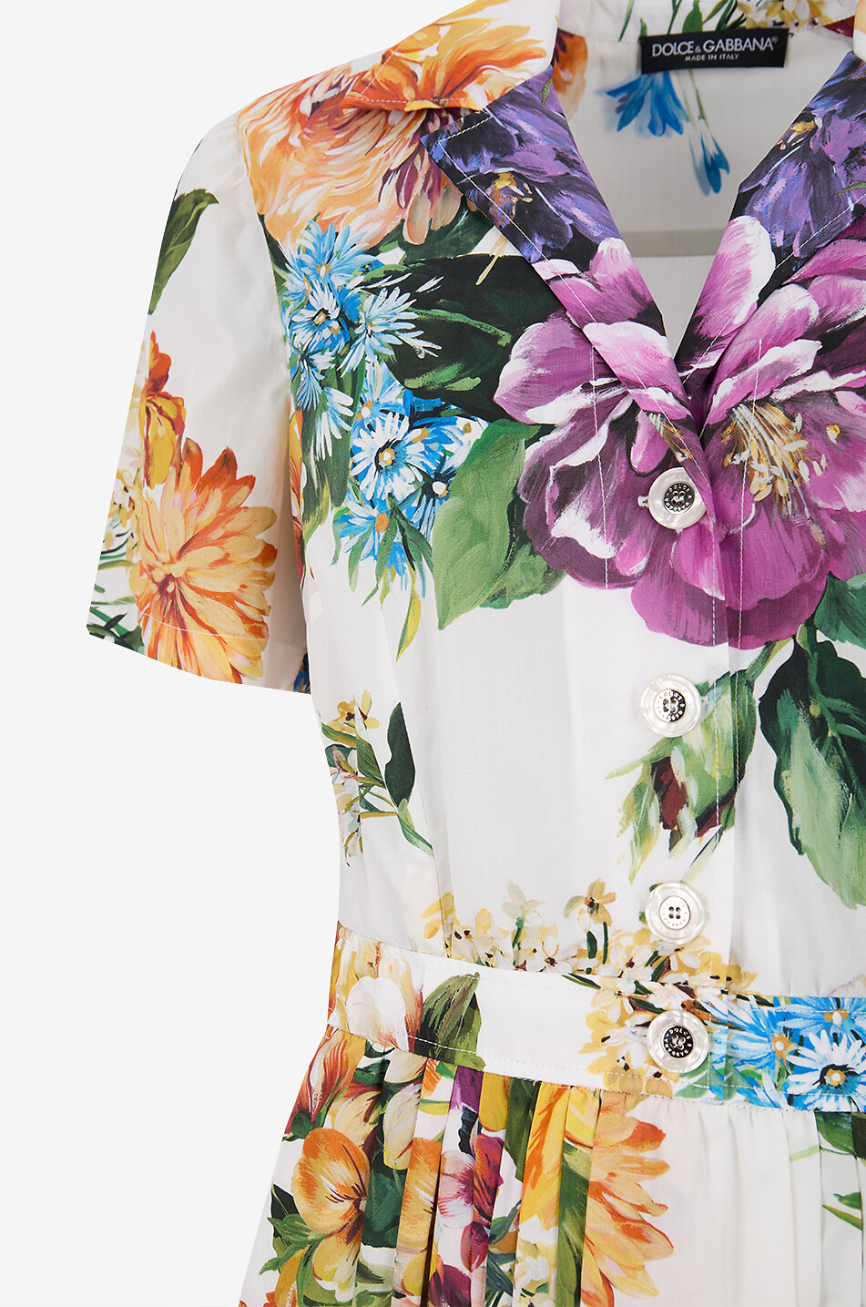 DOLCE & GABBANA Popeline midi dress with shirt collar Women MULTI COLOURED 3