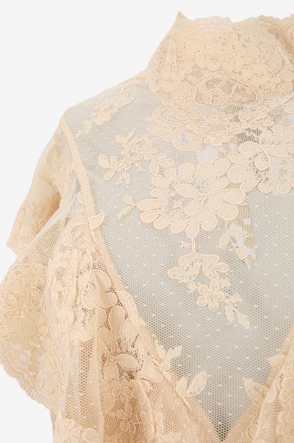 ZIMMERMANN Top en dentelle transparente à col montant Hypnotic Femme BEIGE 3