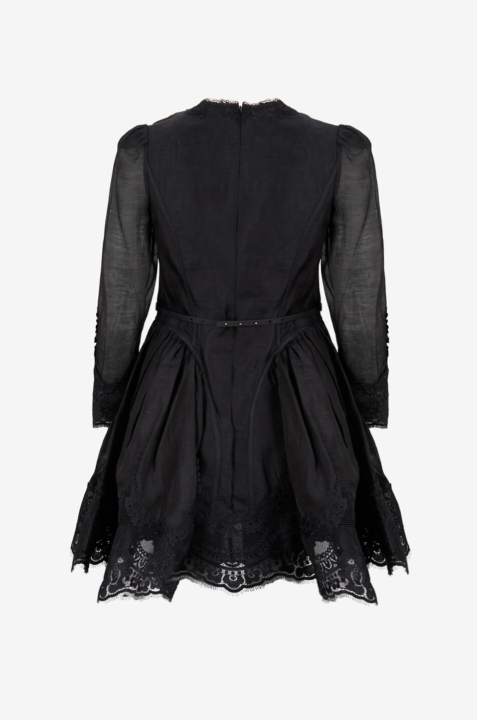 ZIMMERMANN Robe courte en toile à col rond Hypnotic Femme NOIR 2