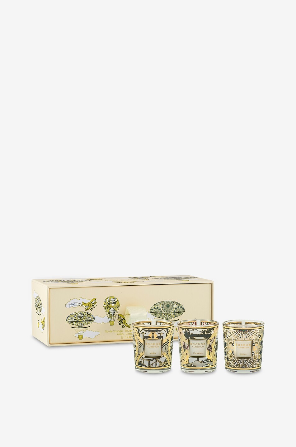 BAOBAB 3er-Set Duftkerzen Trio Travel Candles Rosace-Caravane-Afrika Haus Farblos 1