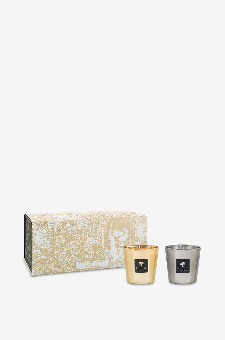 Coffret 2 bougies parfumées Duo Aurum Platinum Max 8