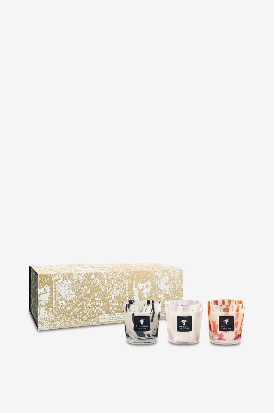 BAOBAB 3er-Set Duftkerzen Trio Pearls Black & White & Coral Max 8 Haus Farblos 1