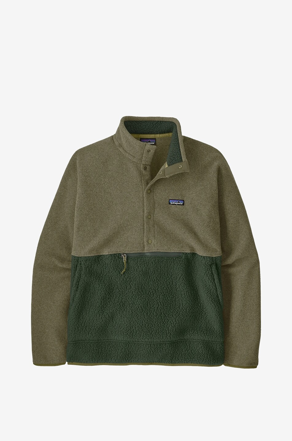 Retro Pile half-snap fleece funnel-neck pullover