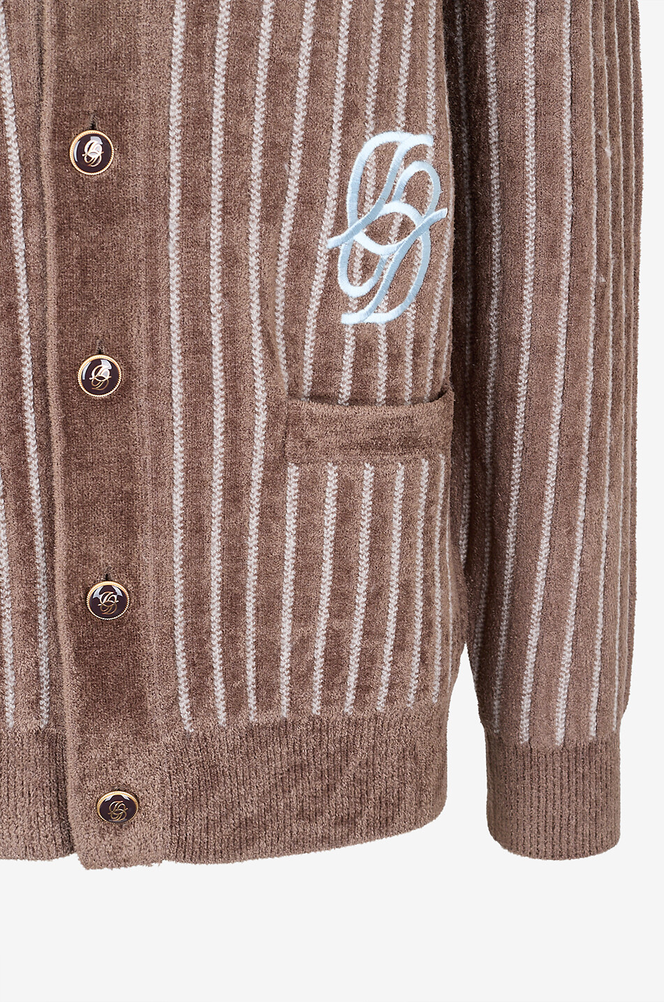 DROLE DE MONSIEUR Cardigan en éponge à col v rayé Monogramme Homme VERT 5