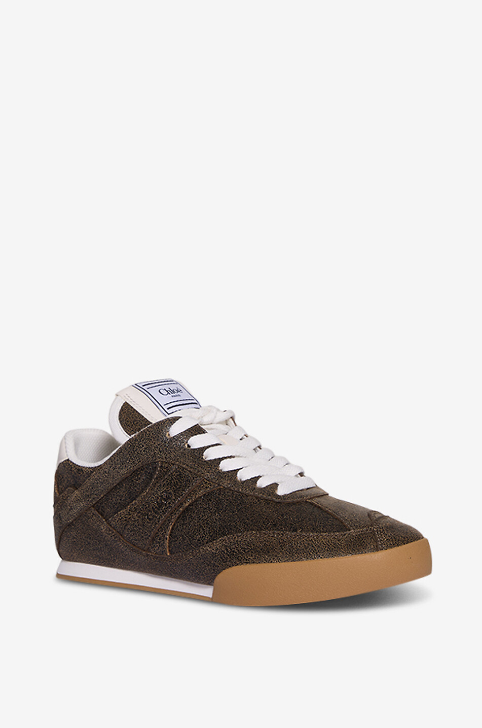 CHLOE Kick suede lace-up low-top trainers Women BROWN 1