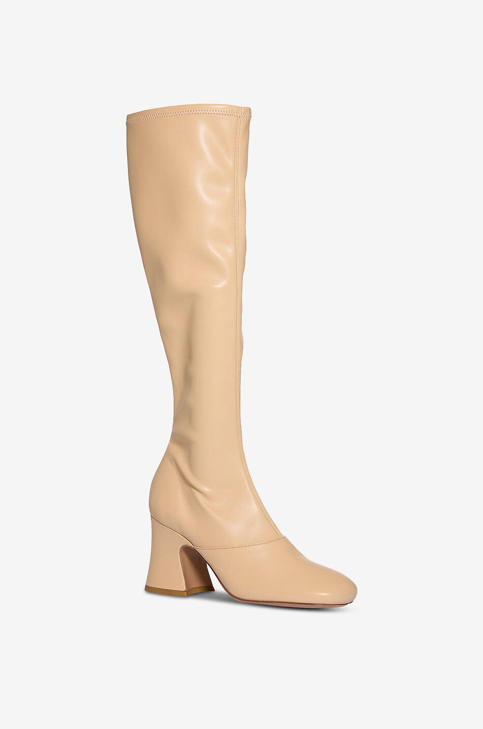 Janis smooth faux leather square heel boots - CHLOE - Light beige