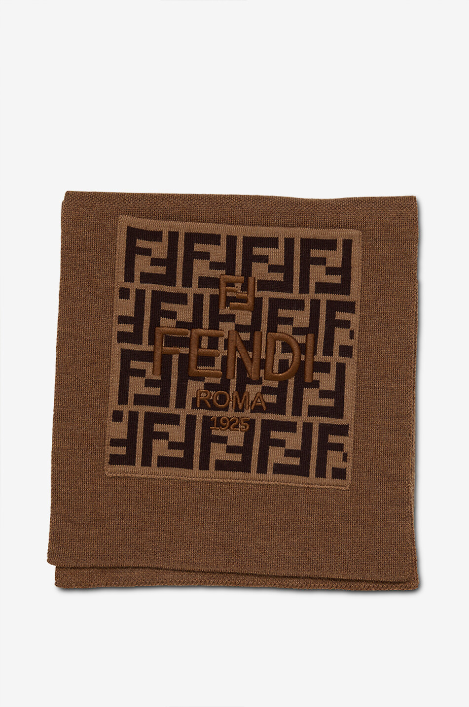 FENDI Rectangular jersey children's scarf with embroidered logo Unisex LIGHT BROWN 1