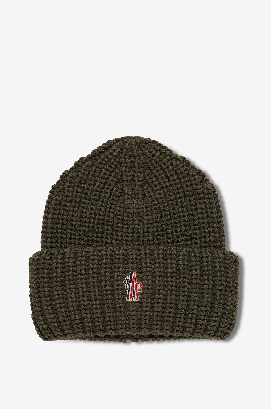 MONCLER GRENOBLE Bonnet en maille à logo brodé Homme VERT 1