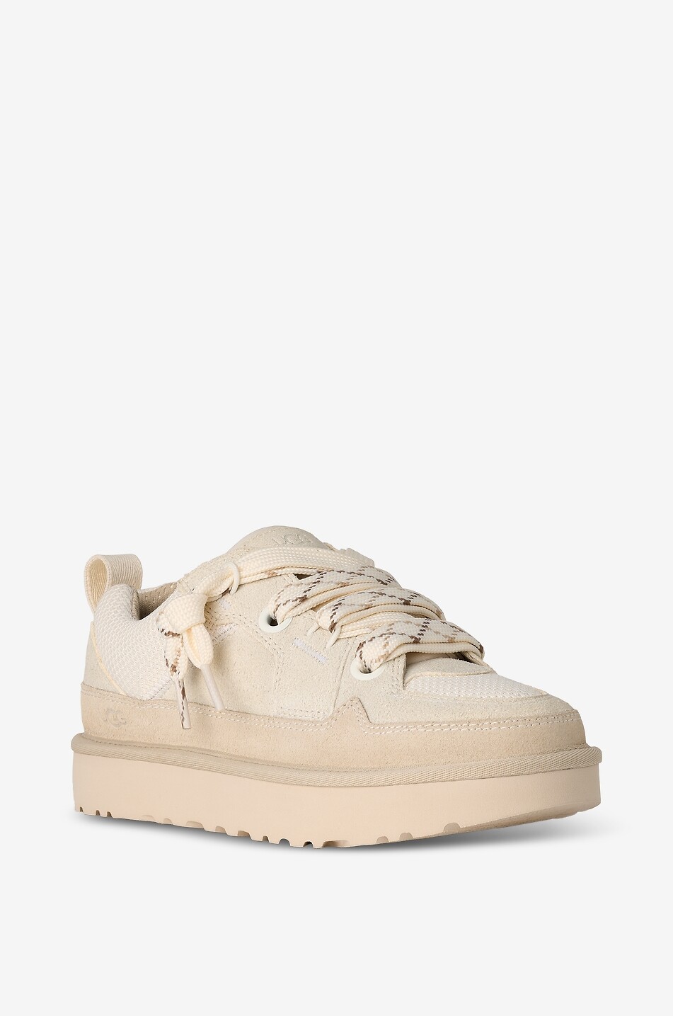 UGG Baskets basses à lacets en cuir Lo Lowmel Femme Beige clair 1