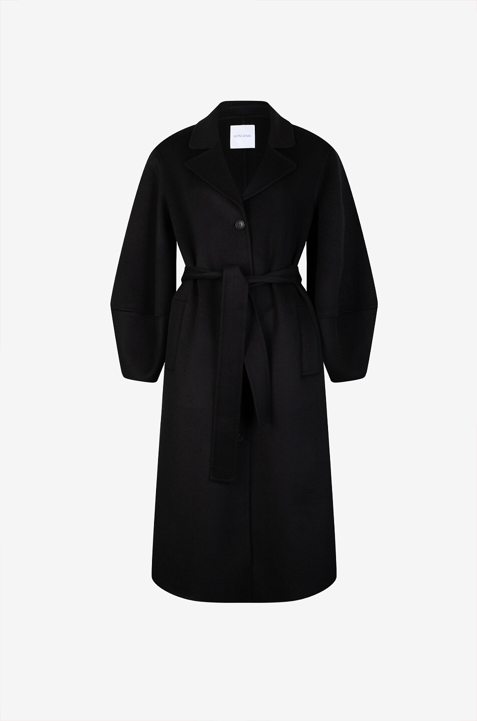 BONGENIE Bacchus long flannel coat with puffed sleeves Women BLACK 1