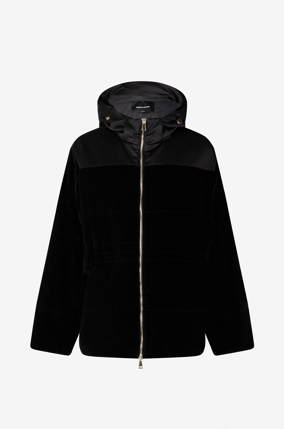 FABIANA FILIPPI Kurze Steppjacke aus gestepptem Samt mit Stehkragen Damen SCHWARZ 1