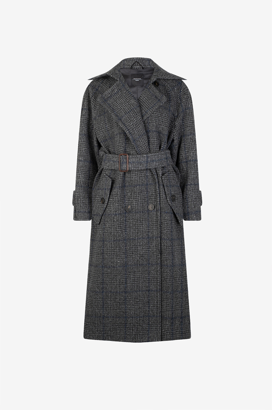 WEEKEND MAX MARA Sestri checked wool long coat Women DARK GREY 1