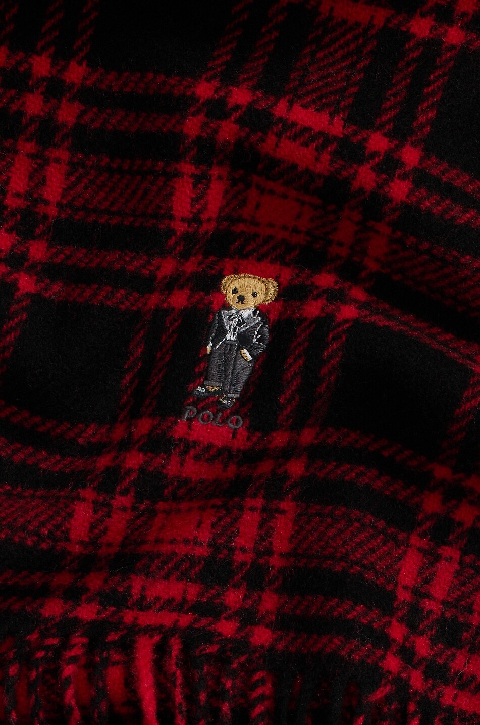 POLO RALPH LAUREN Écharpe en laine à carreaux Tux Bear Femme ROUGE FONCÉ 3