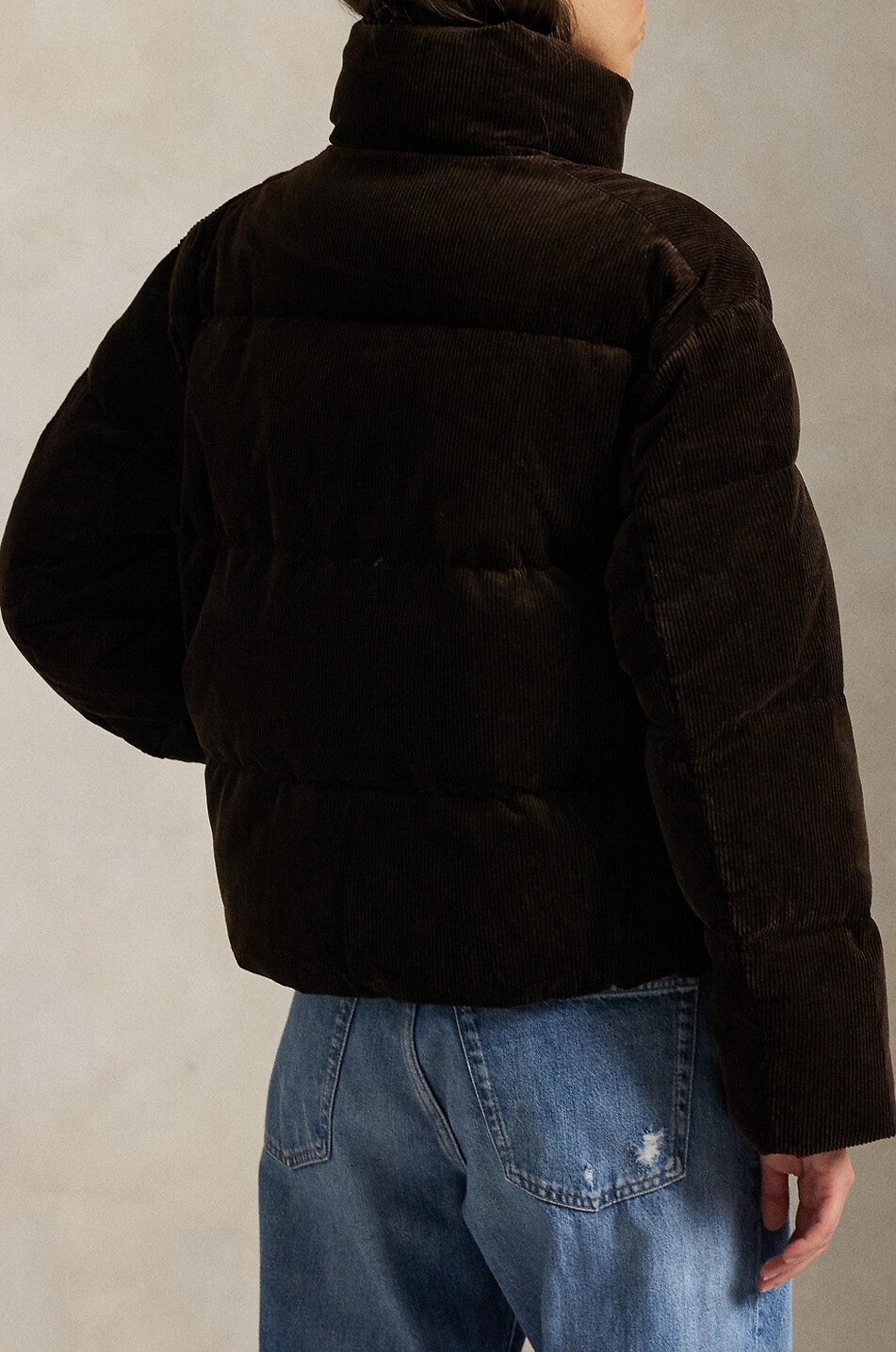 POLO RALPH LAUREN Kurze Cord-Daunenjacke mit Stehkragen Pony Damen DUNKELGRÜN 3