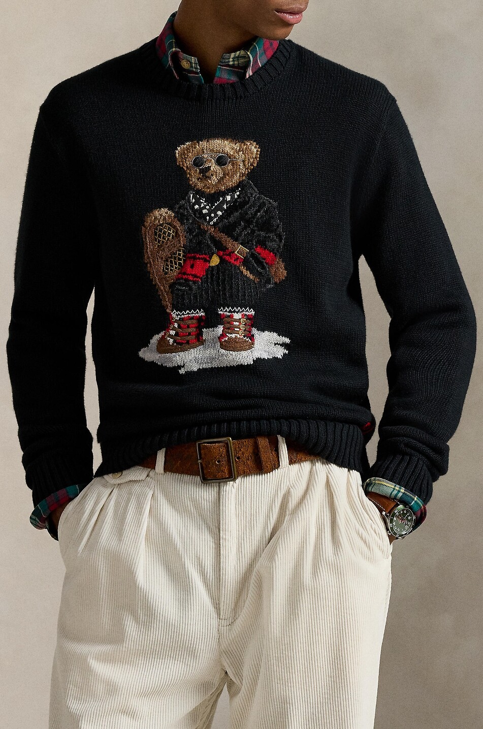 POLO RALPH LAUREN Holiday Polo Bear cotton and cashmere jacquard jumper Men BLACK 5