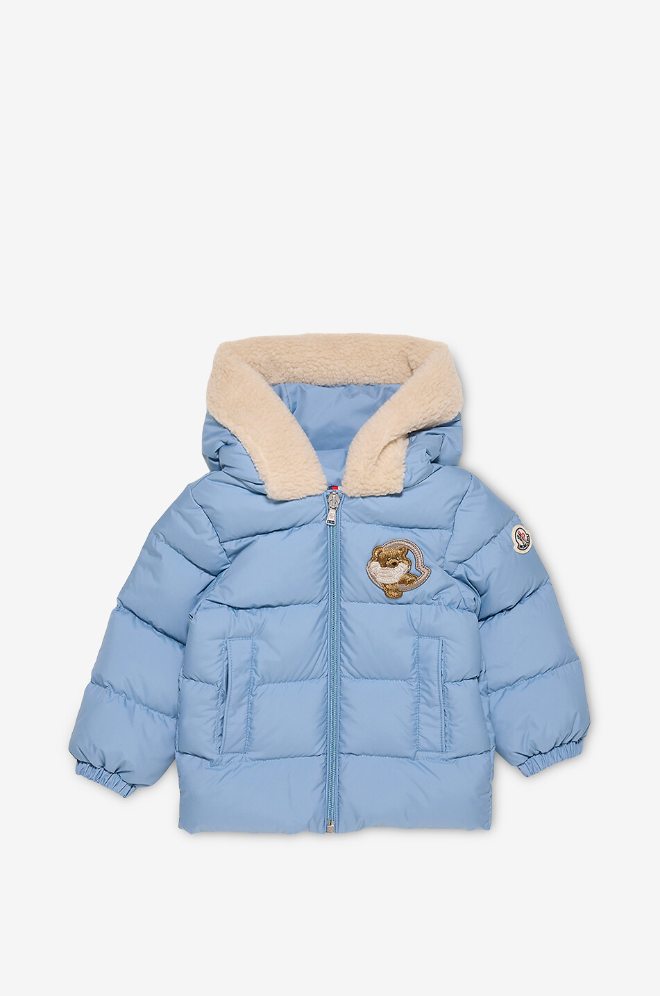 MONCLER Kesimur baby short puffer jacket with fur collar Baby LIGHT BLUE 1