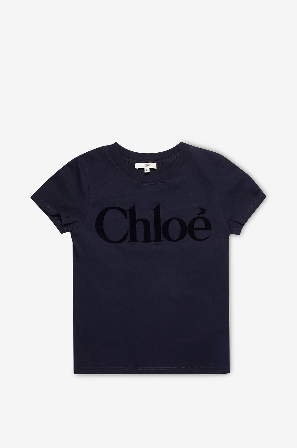 Kurzarm-Mädchen-T-Shirt mit samtigem Logo