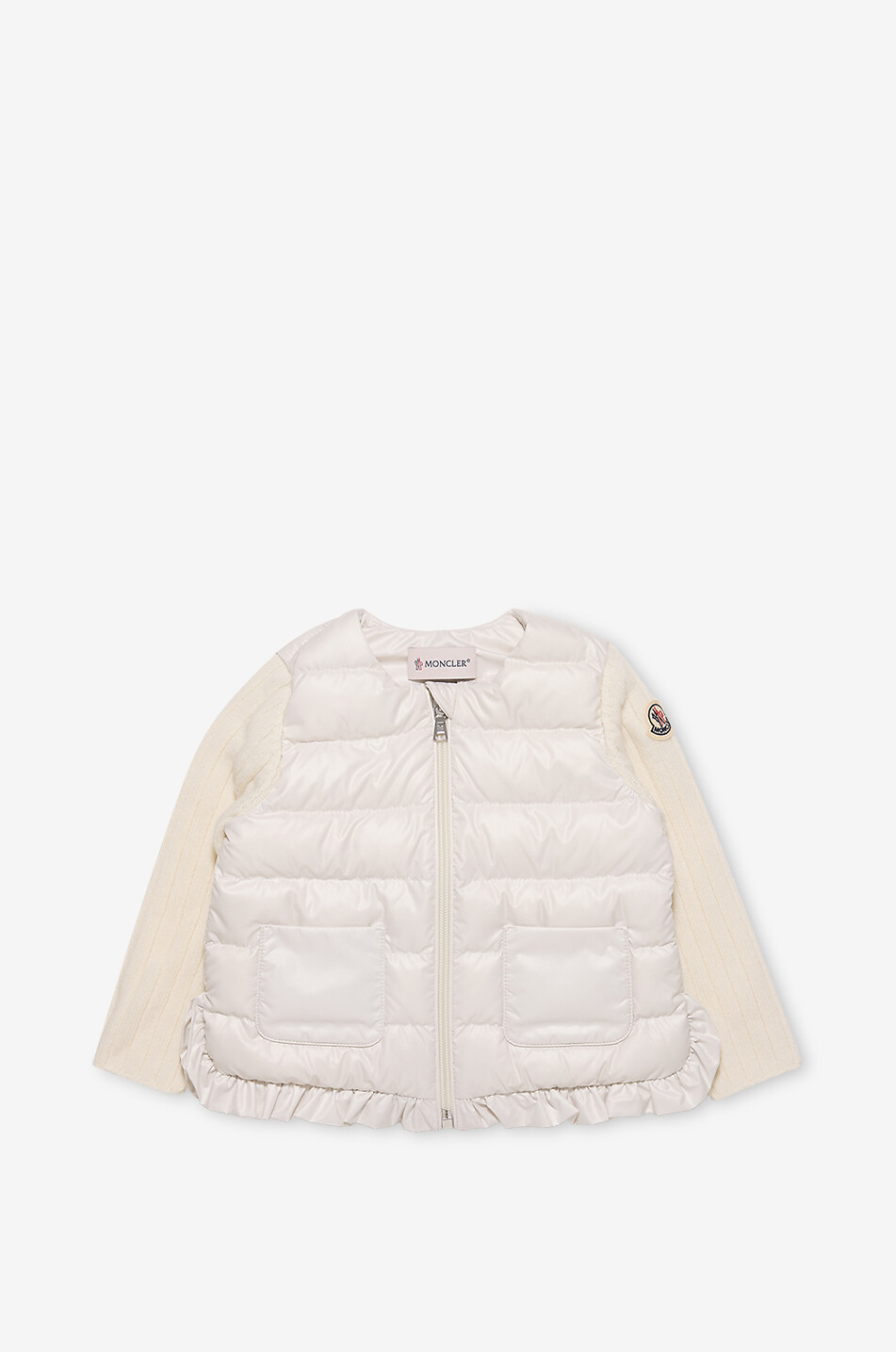 MONCLER Cardigan mit aufgesetzten Taschen aus technischem Gewebe für Babys Baby CREMEFARBEN 1