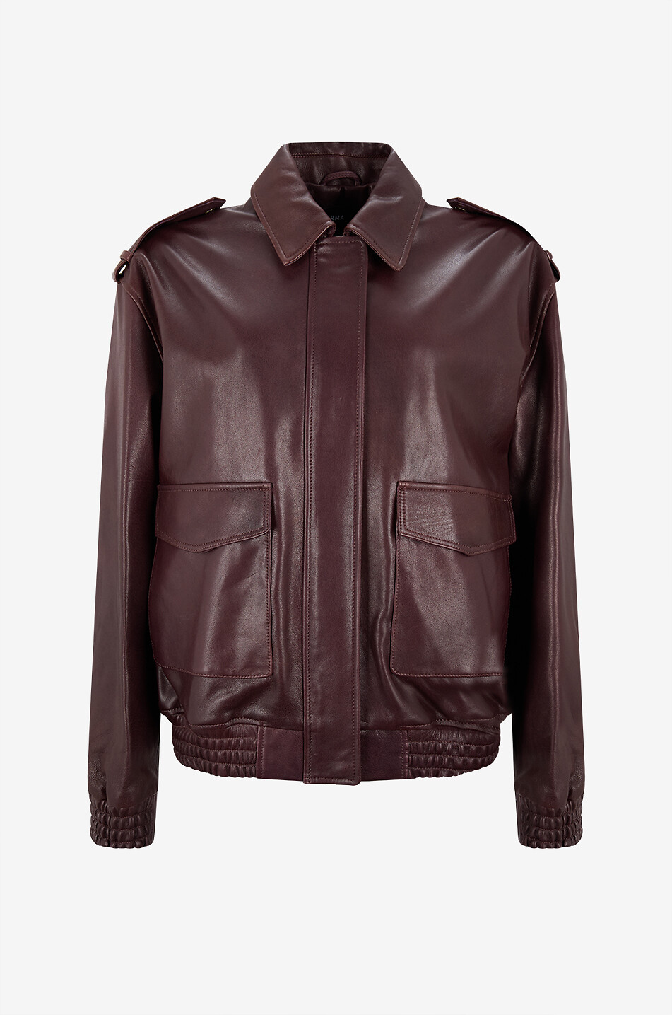 ARMA Veste courte en cuir à col chemise Astra Femme ROUGE FONCÉ 1