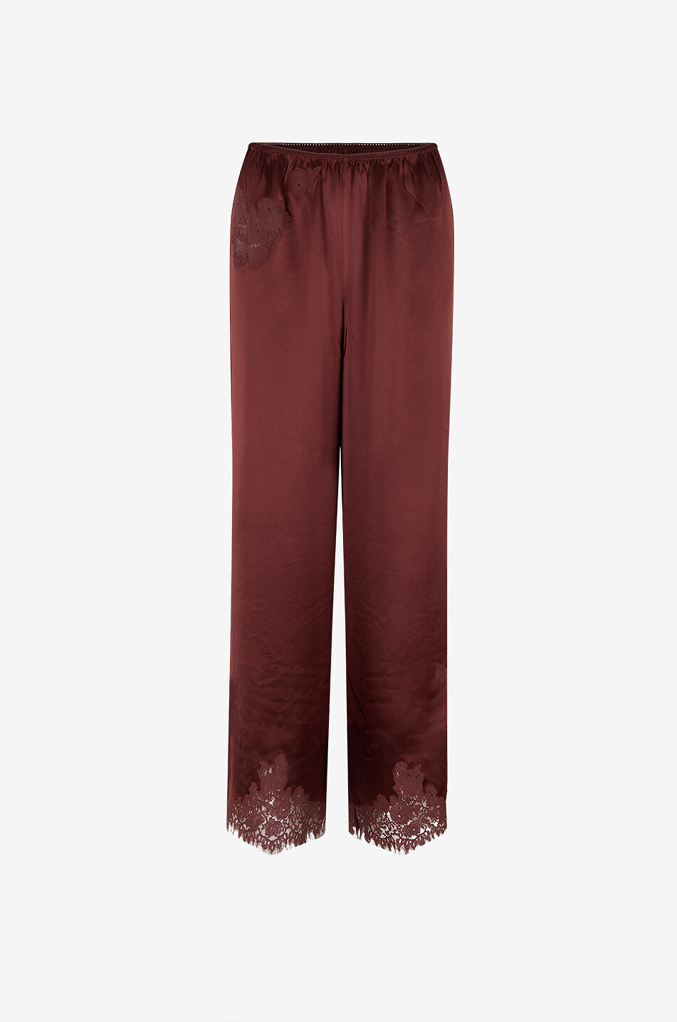 Lavon silk and lace wide-leg trousers