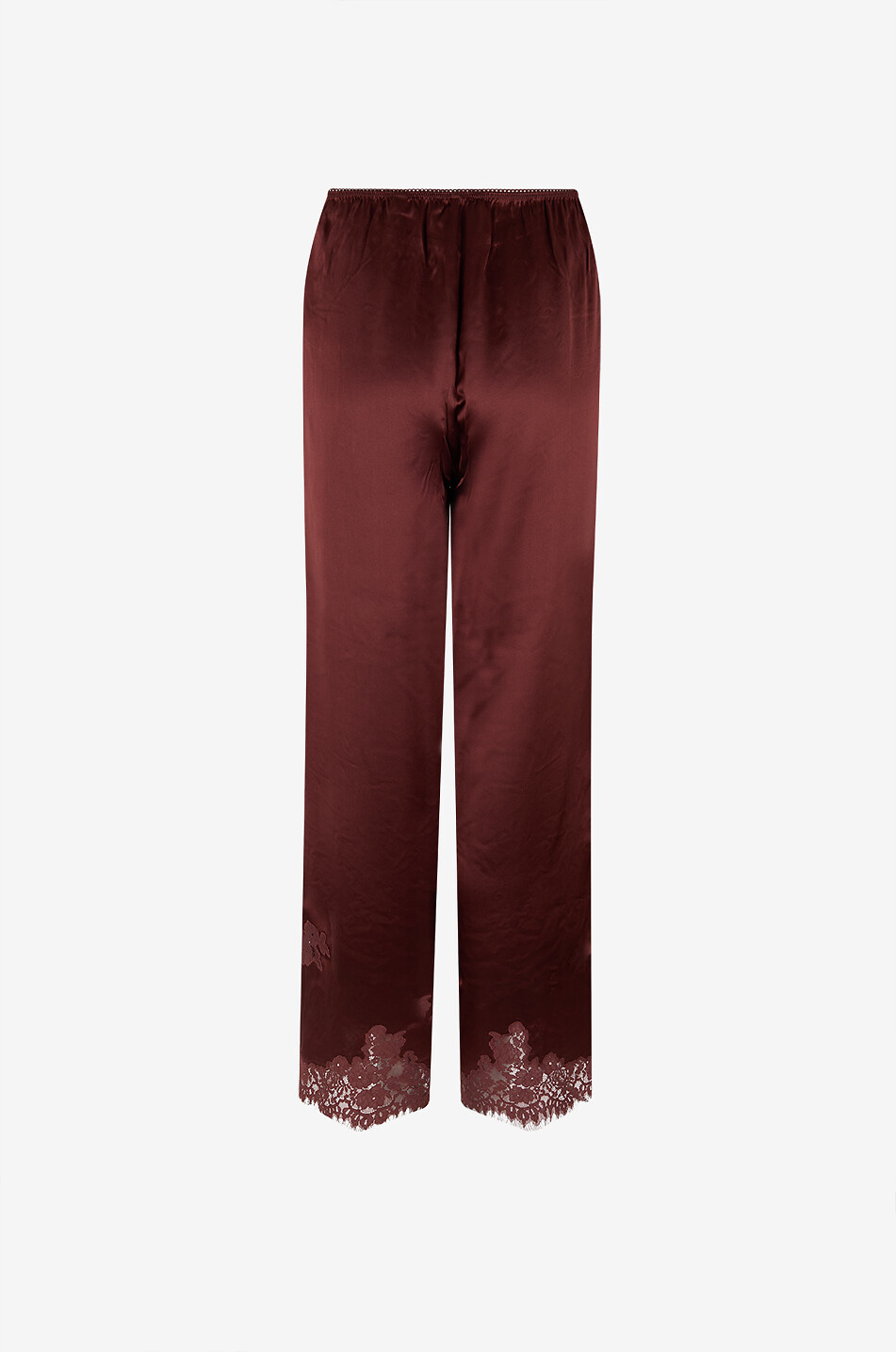 DÔEN Lavon silk and lace wide-leg trousers Women DARK BROWN 2