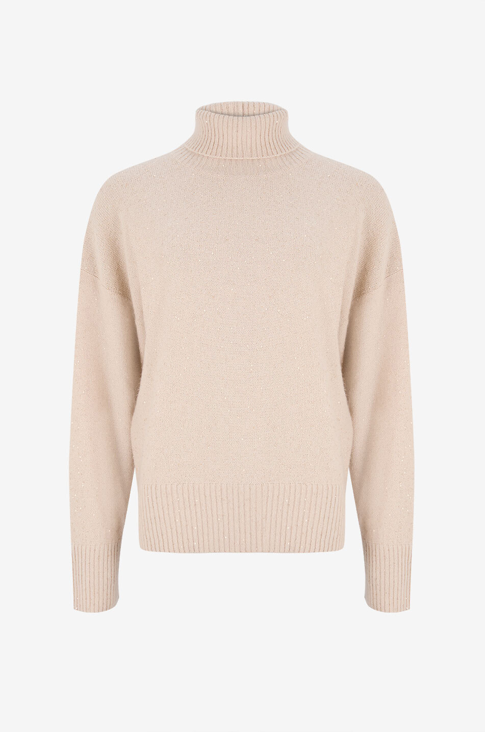FABIANA FILIPPI Pull à col roulé en laine mélangée orné de sequins Femme BEIGE 1