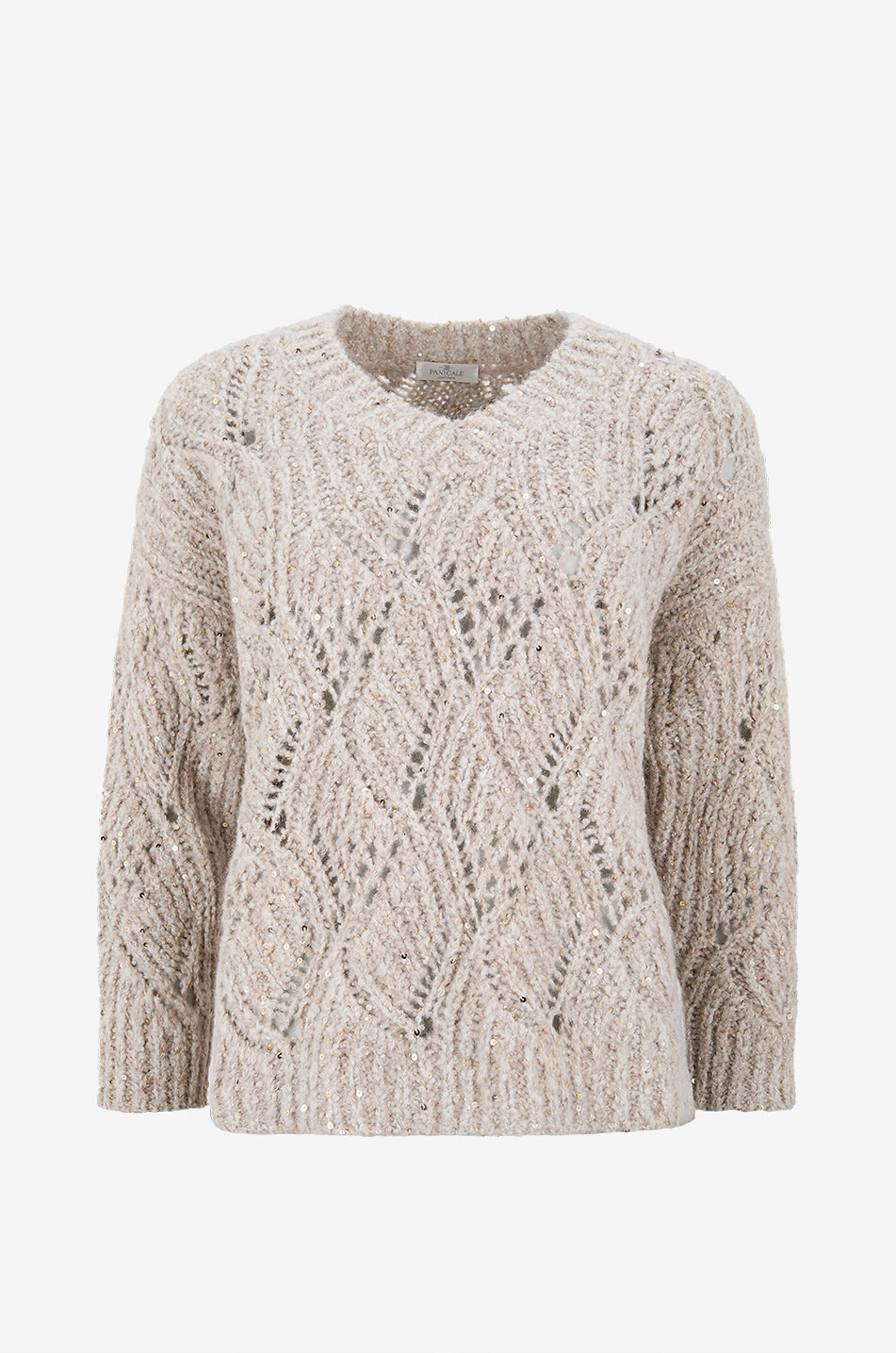 Pull en maille à col V orné de sequins