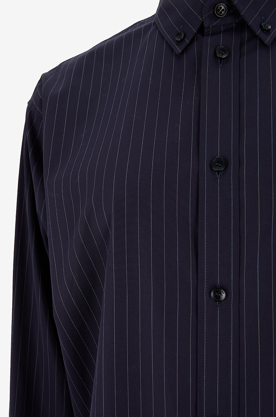 PHOEBE PHILO Chemise à col américain en popeline rayée Femme BLEU FONCE 3