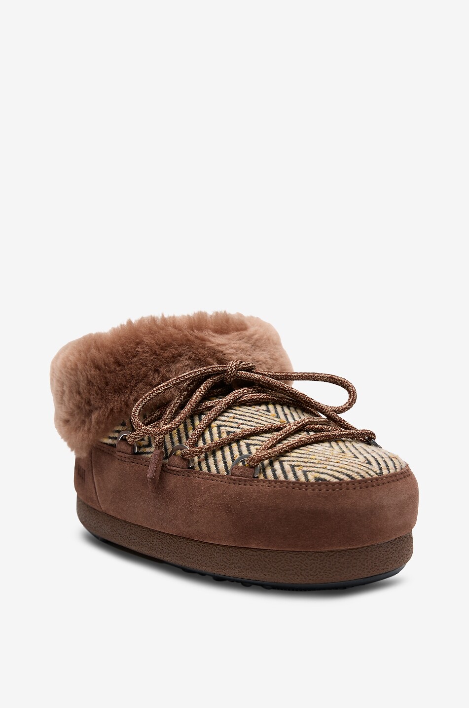 MOON BOOT Après-Ski Pantoffeln aus Wildleder mit Chevronmuster EVX Chalet Damen DUNKELBRAUN 4