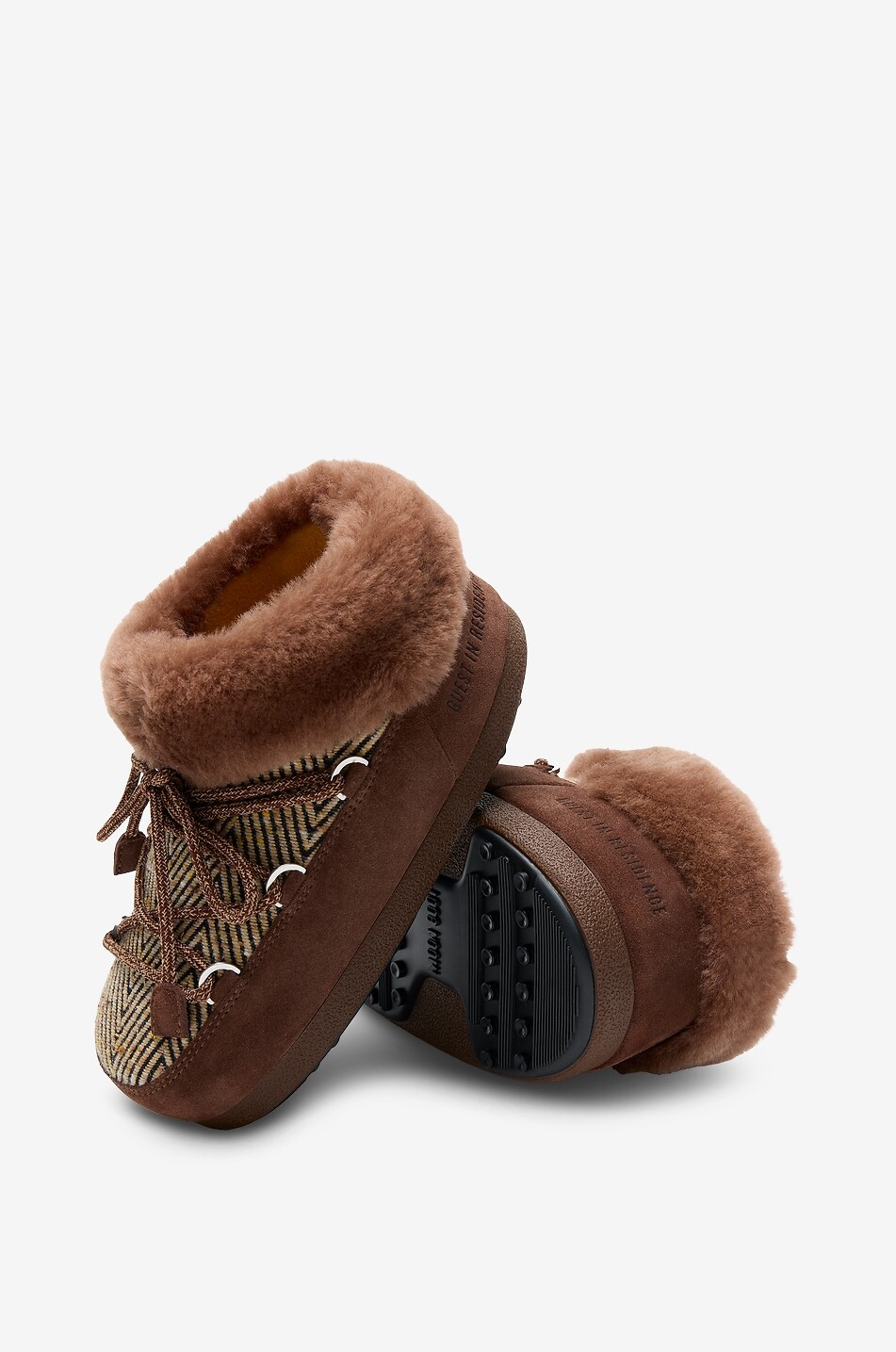 MOON BOOT Après-Ski Pantoffeln aus Wildleder mit Chevronmuster EVX Chalet Damen DUNKELBRAUN 2