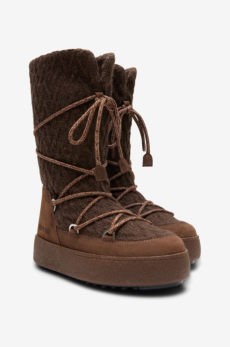 MOON BOOT Schneestiefel aus Strick und Wildleder LTrack Damen DUNKELBRAUN 2