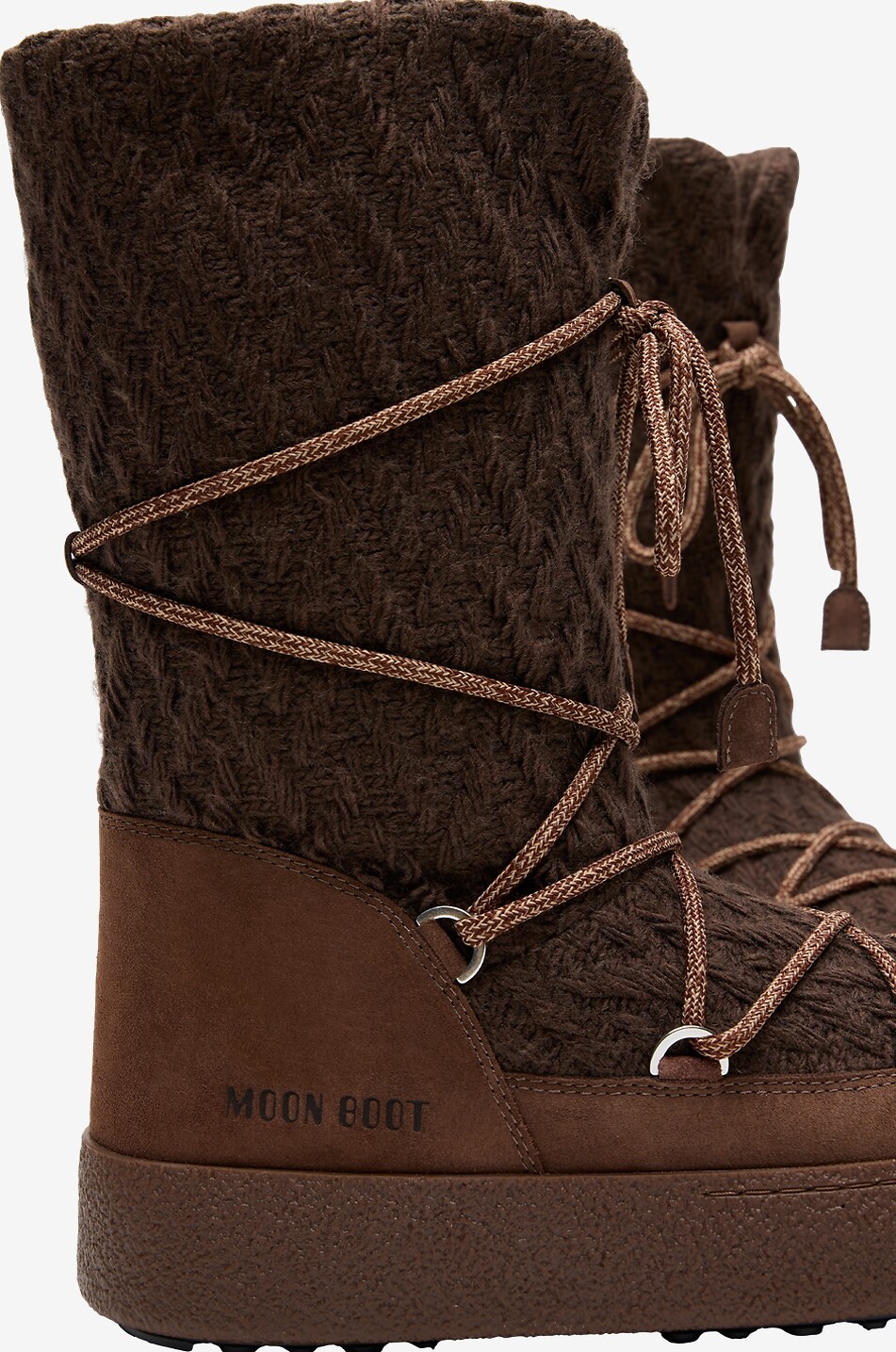 MOON BOOT Schneestiefel aus Strick und Wildleder LTrack Damen DUNKELBRAUN 4