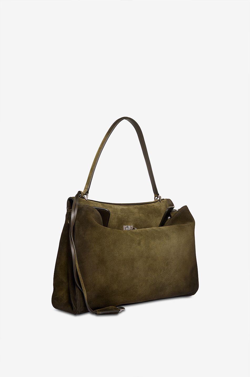 BALENCIAGA Sac à main trapèze en daim Rodeo Femme KAKI 2