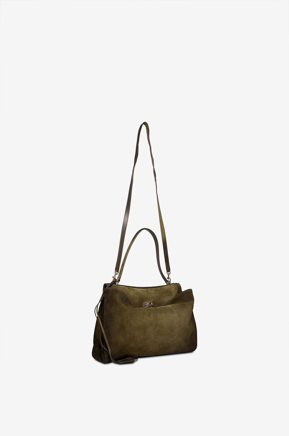 BALENCIAGA Sac à main trapèze en daim Rodeo Femme KAKI 5