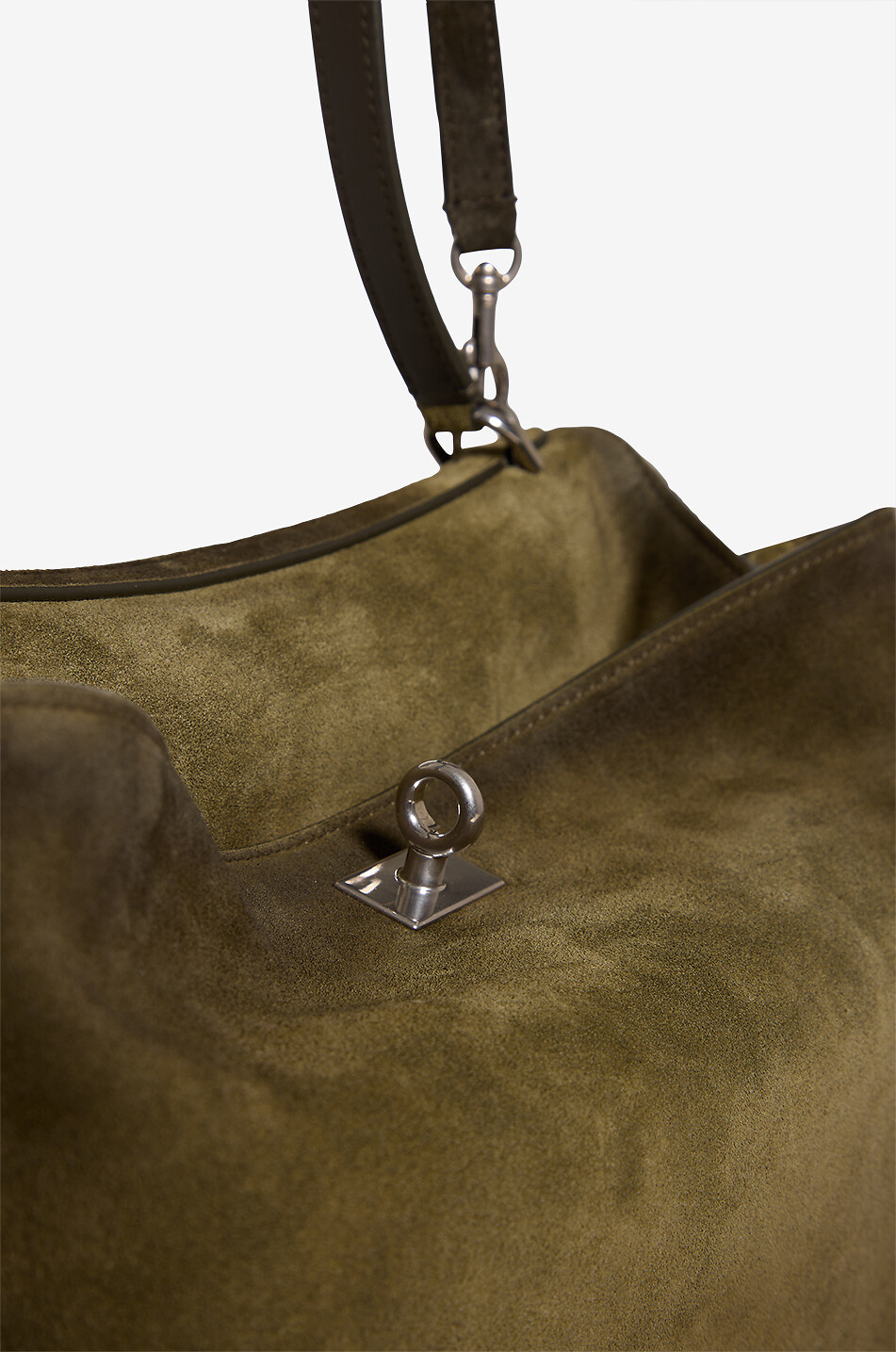 BALENCIAGA Sac à main trapèze en daim Rodeo Femme KAKI 6
