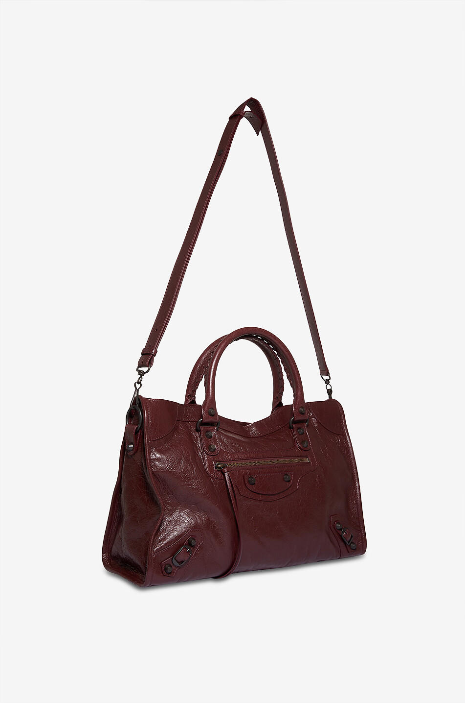 BALENCIAGA Le City M arena leather handbag Women DARK RED 5