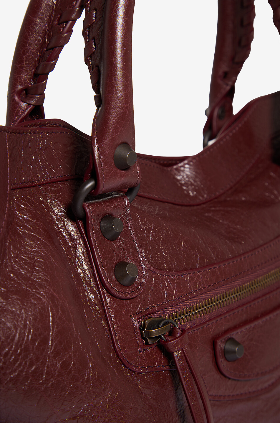 BALENCIAGA Le City M arena leather handbag Women DARK RED 6