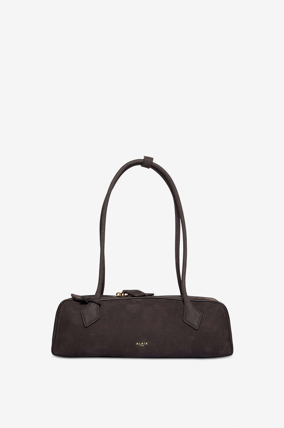 ALAÏA Le Teckel nubuck leather shoulder bag Women DARK GREY 1
