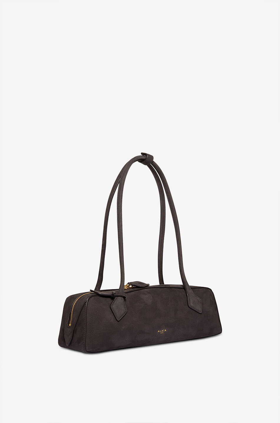 ALAÏA Le Teckel nubuck leather shoulder bag Women DARK GREY 2
