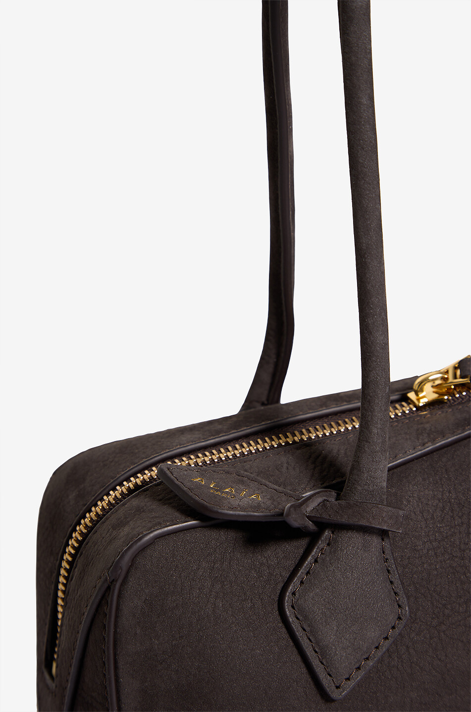 ALAÏA Le Teckel nubuck leather shoulder bag Women DARK GREY 5