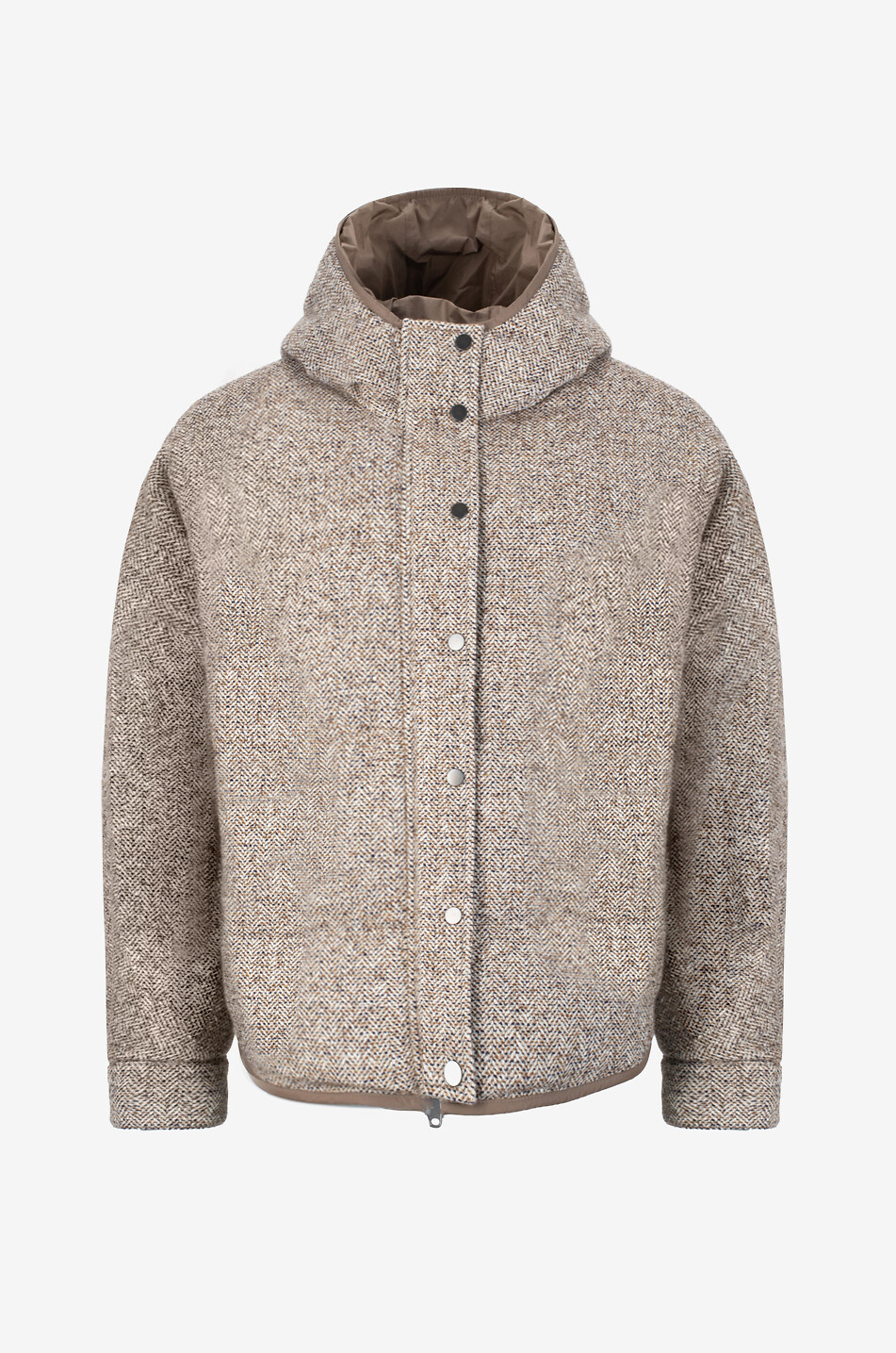 Kurze Wendbare Steppjacke mit Stehkragen in Chevron-Muster