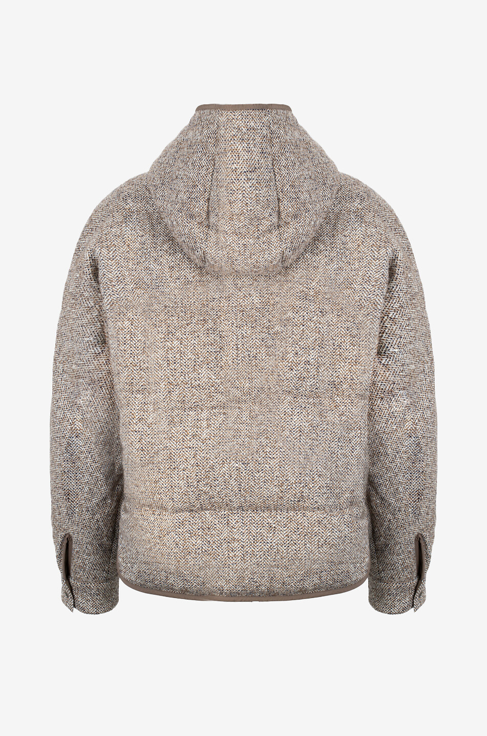 BRUNELLO CUCINELLI Kurze Wendbare Steppjacke mit Stehkragen in Chevron-Muster Damen BRAUN 2