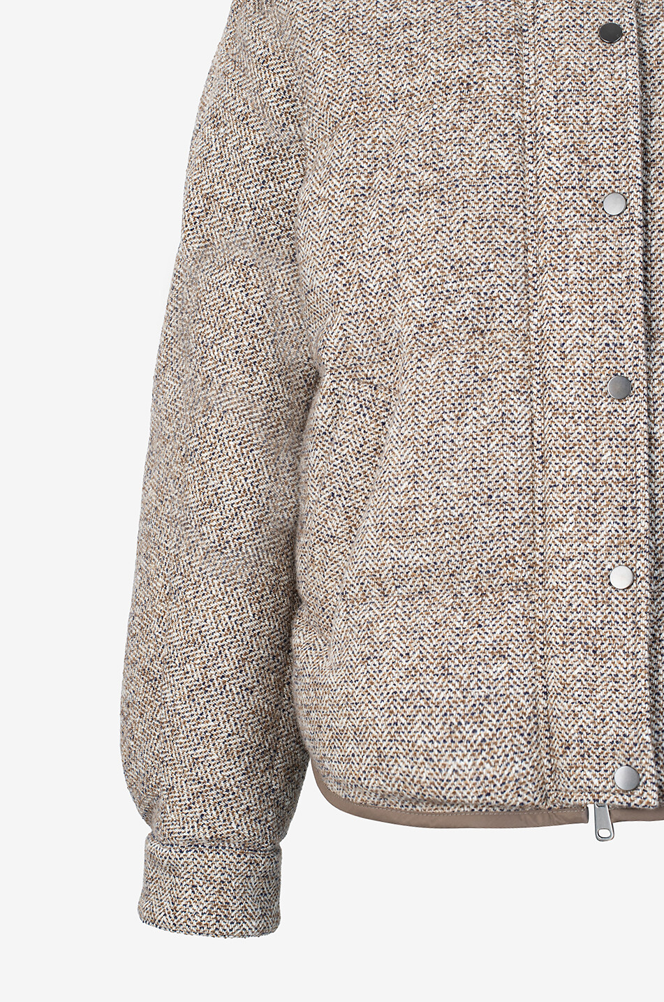 BRUNELLO CUCINELLI Kurze Wendbare Steppjacke mit Stehkragen in Chevron-Muster Damen BRAUN 3