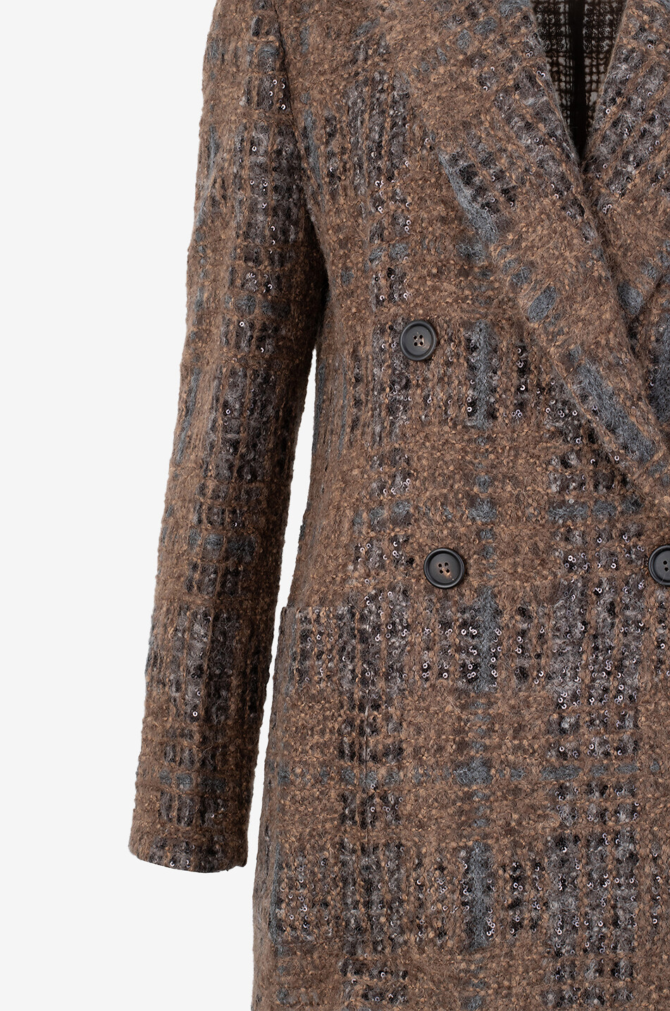 BRUNELLO CUCINELLI Opera check knit double-breasted blazer Women COGNAC 3